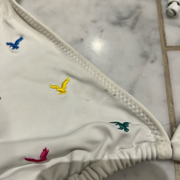 American Eagle White Bikini with Embroidery. Has few stains, shown in pictures. - Picture 2 of 5